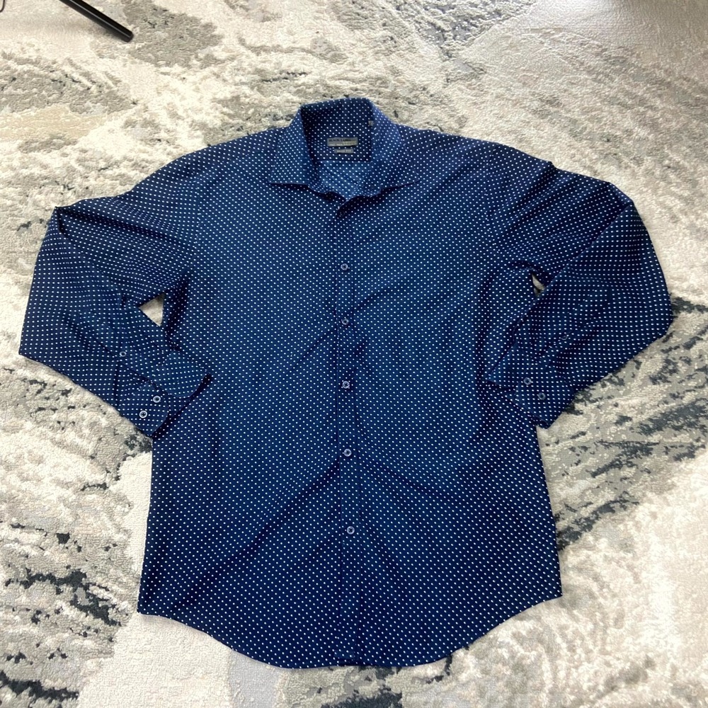 Black Label By Ruffini Made In Italy Slim Fit Dress Shirt‎ Sz M Blue Button Up